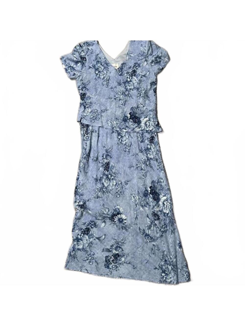 80s Vintage Retro Floral Tiered Dress Size 8